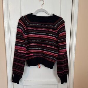 Lucky Brand Women's Striped Knit Sweater - Black, Pink, Brown